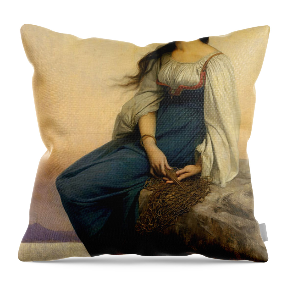 Jules Joseph Lefebvre Throw Pillow featuring the painting Graziella #2 by Jules Joseph Lefebvre