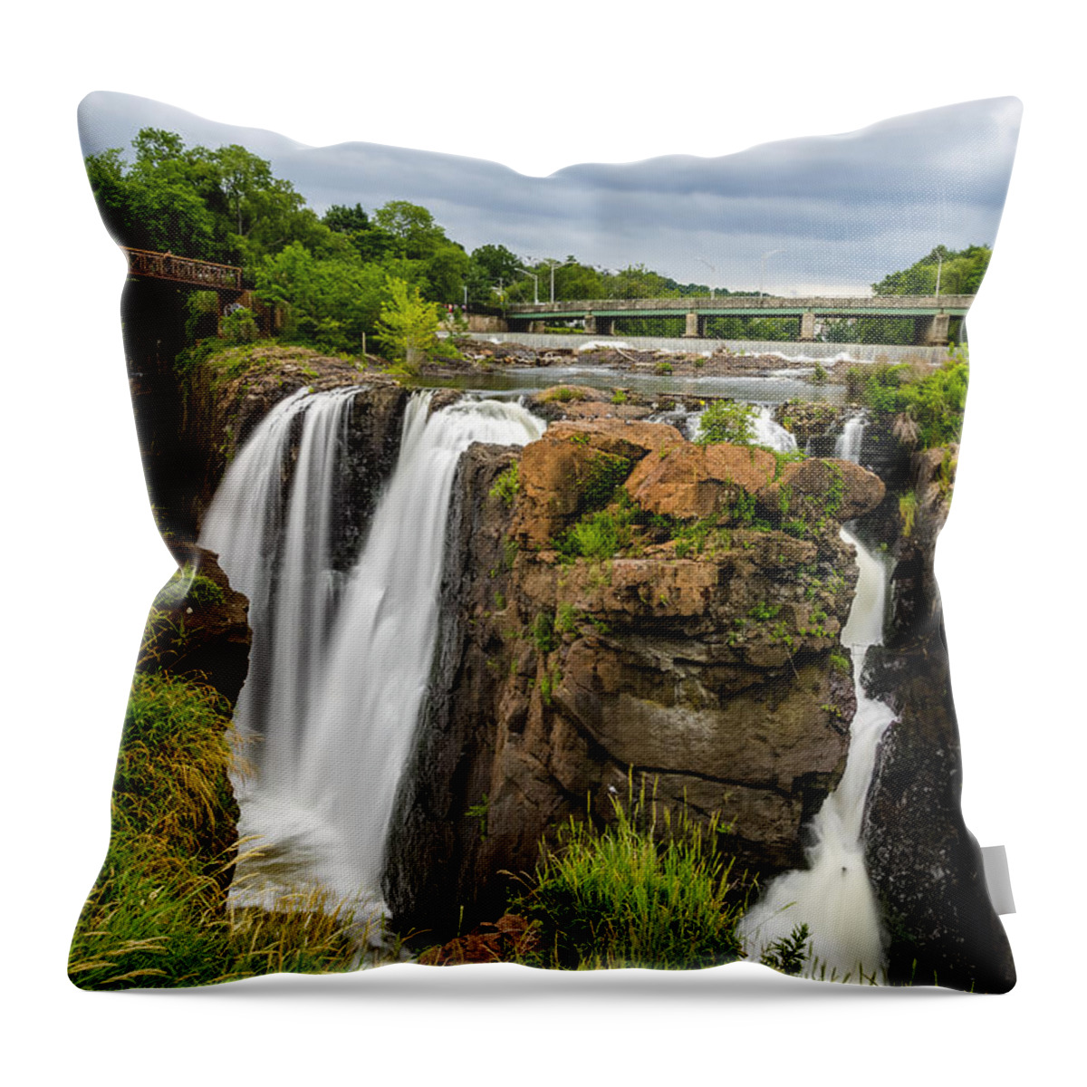 Park Throw Pillow featuring the photograph Great Falls of the Passaic River #2 by SAURAVphoto Online Store
