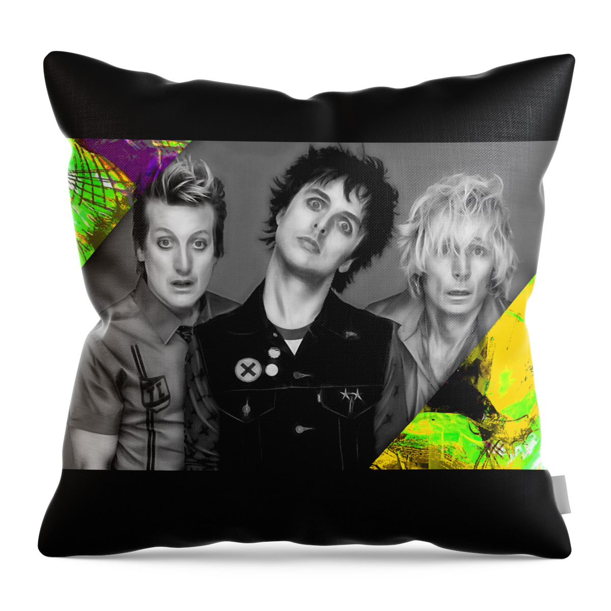 Green Day Throw Pillow featuring the mixed media Green Day Collection #6 by Marvin Blaine