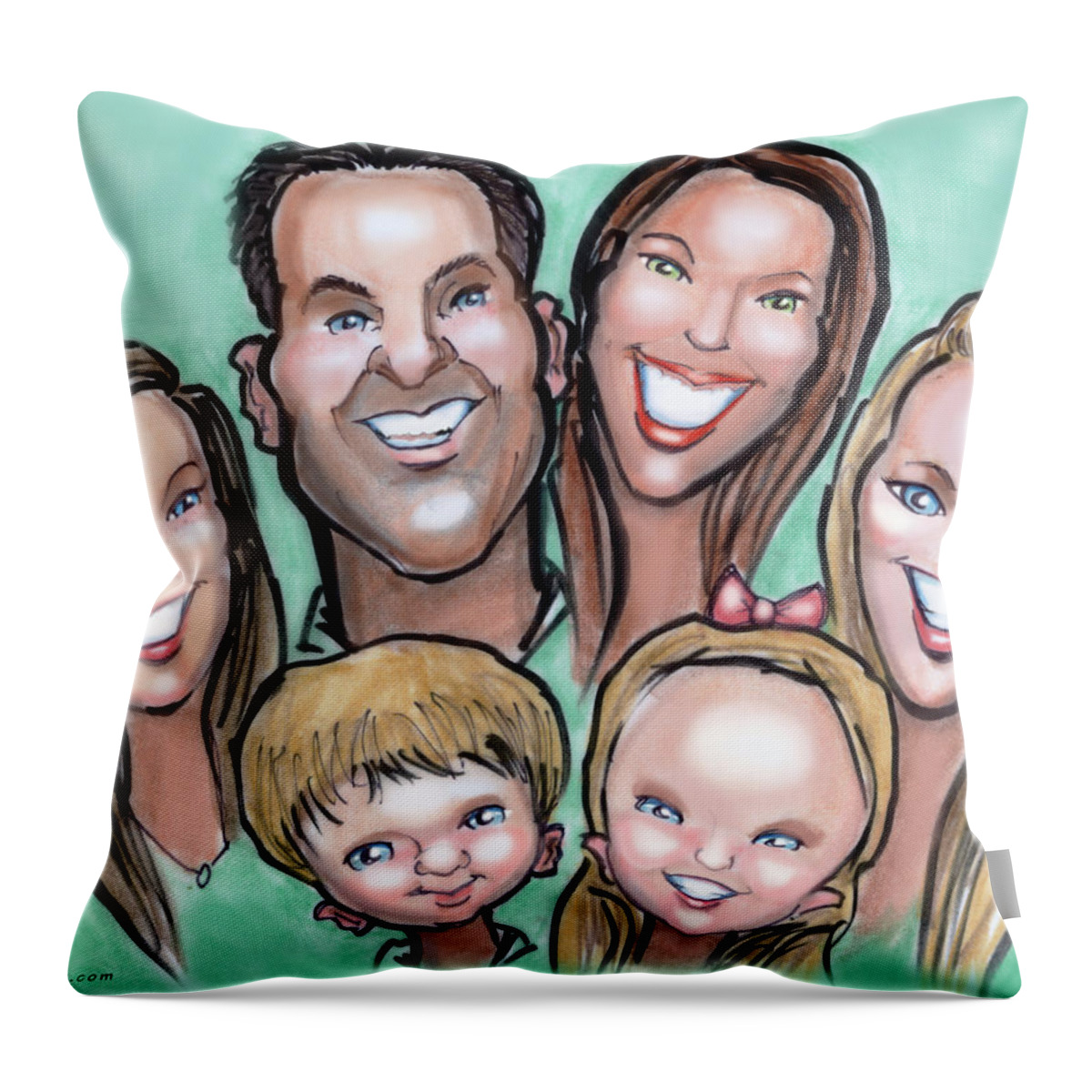  Throw Pillow featuring the digital art Group Caricature #2 by Kevin Middleton