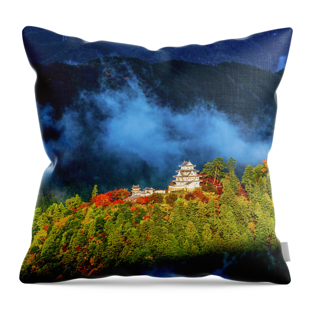 Landscape Throw Pillow featuring the photograph Gujyo Hachiman Castle #2 by Hisao Mogi