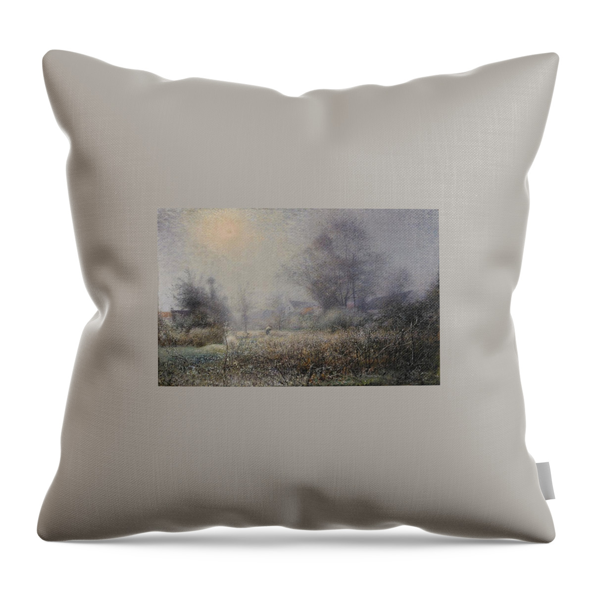 Alfred Wahlberg 1834-1906 Haze Throw Pillow featuring the painting Haze #2 by Alfred Wahlberg