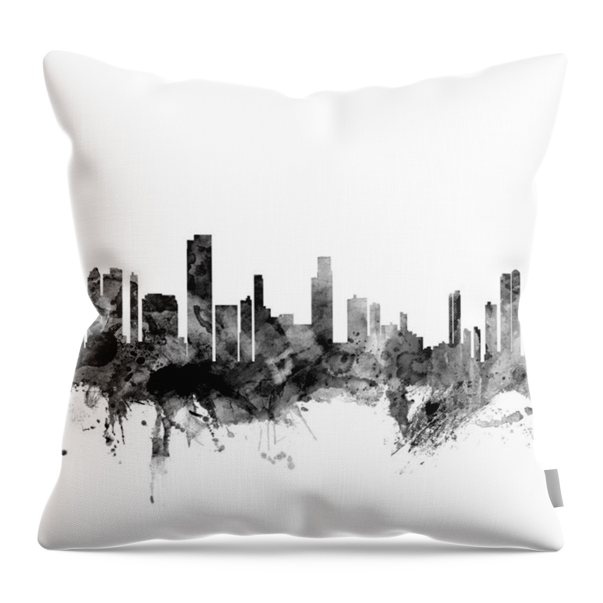 City Throw Pillow featuring the digital art Honolulu Hawaii Skyline #2 by Michael Tompsett