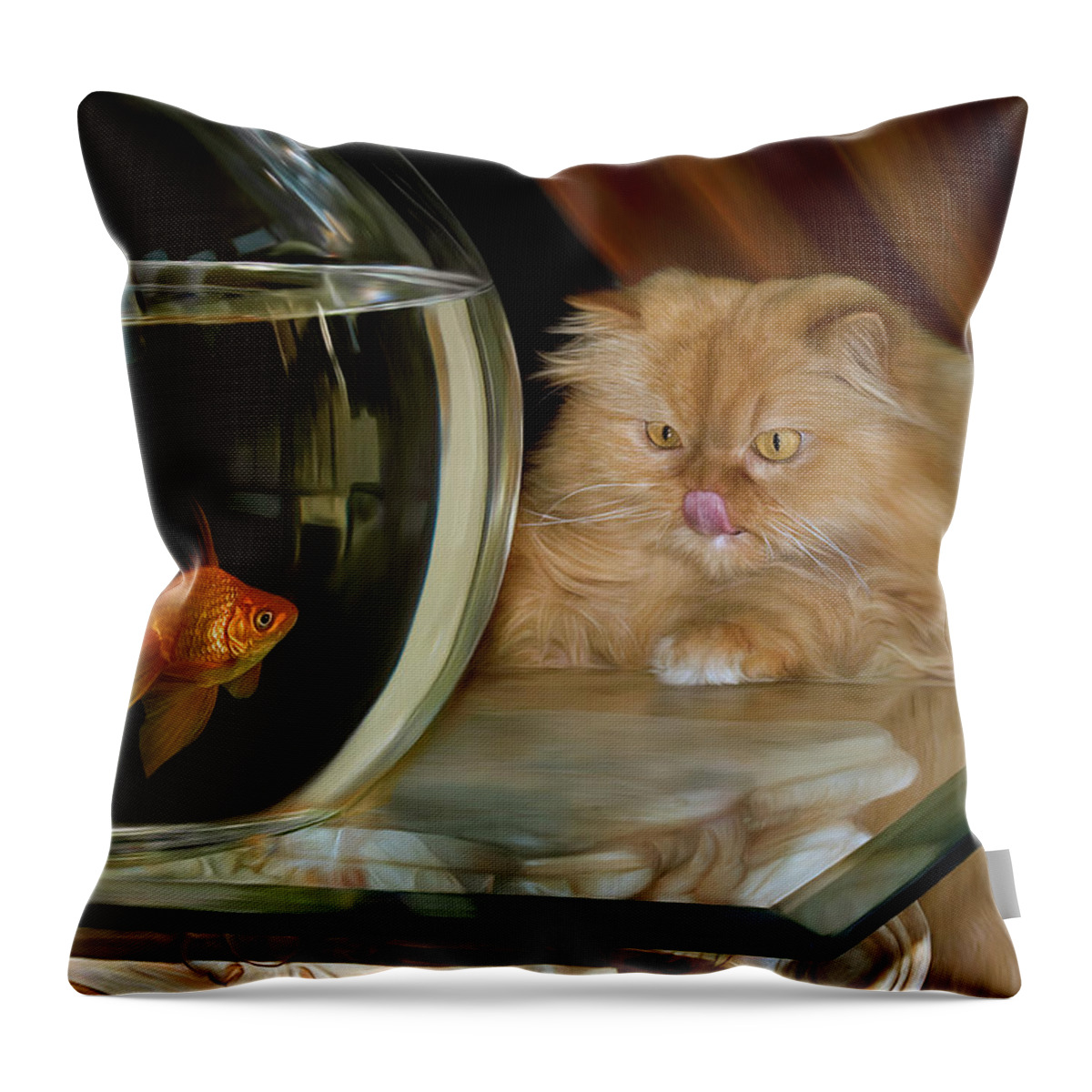 Cat Throw Pillow featuring the digital art I love sushi #2 by Thanh Thuy Nguyen