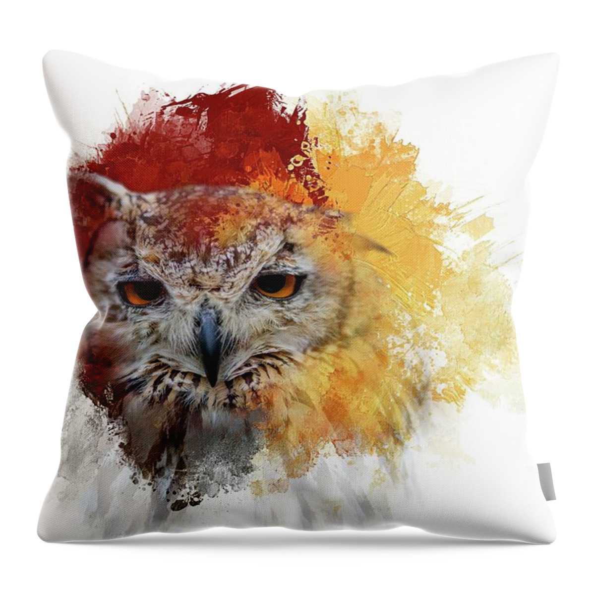 Indian Eagle-owl Throw Pillow featuring the photograph Indian Eagle-Owl #2 by Eva Lechner