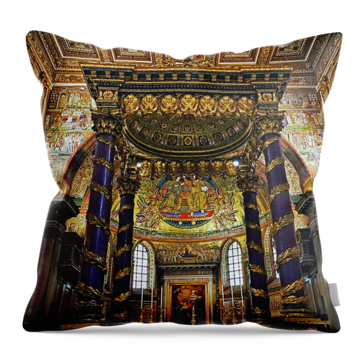 Church Throw Pillow featuring the photograph Interior View Of The Basilica di Santa Maria Maggiore In Rome Italy #2 by Rick Rosenshein