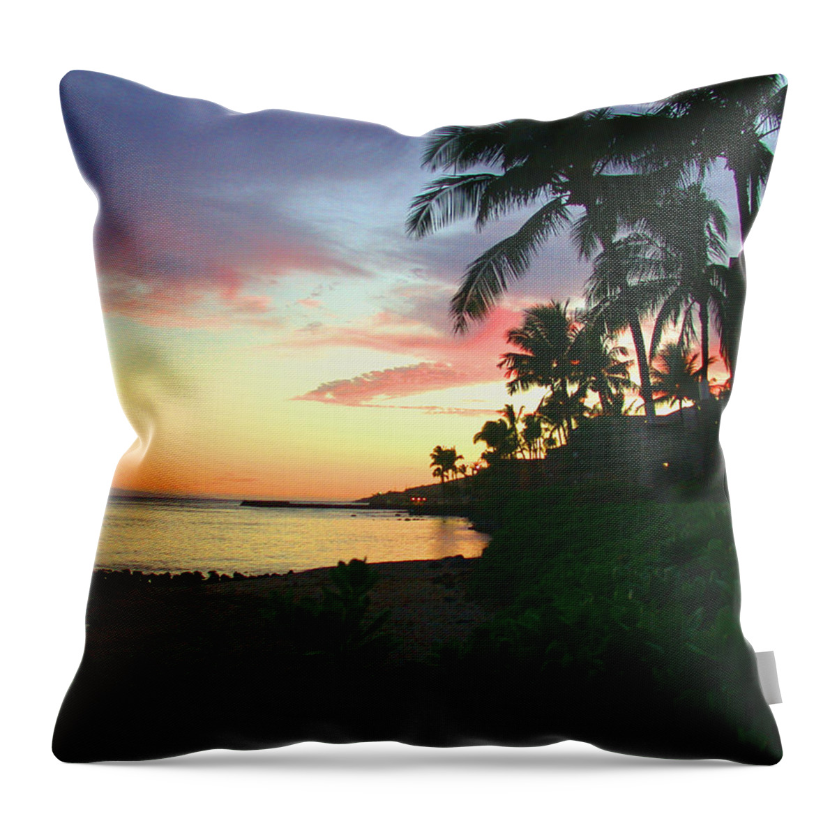 Sunset Throw Pillow featuring the photograph Island Sunset #2 by Angie Hamlin