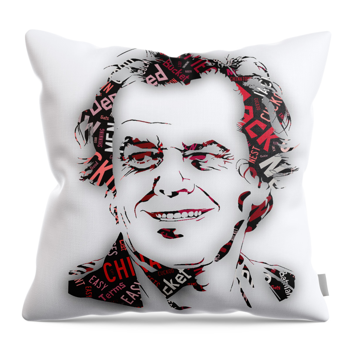 Jack Nicholson Throw Pillow featuring the mixed media Jack Nicholson Movie Titles #2 by Marvin Blaine