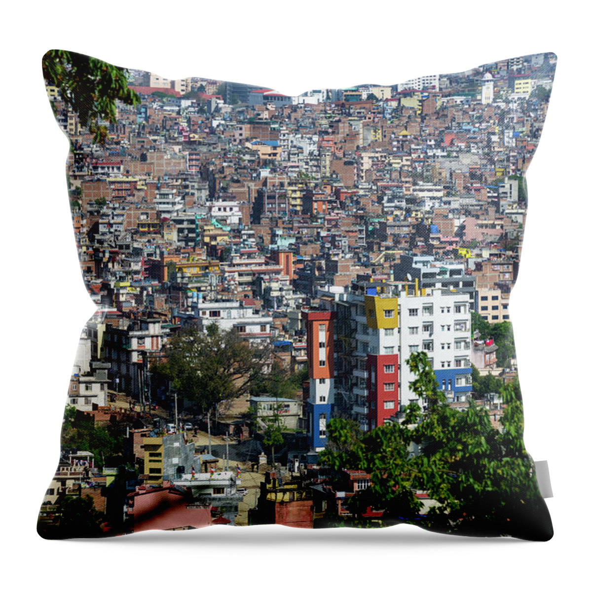 Kathmandu Throw Pillow featuring the photograph Kathmandu city in Nepal #2 by Dutourdumonde Photography