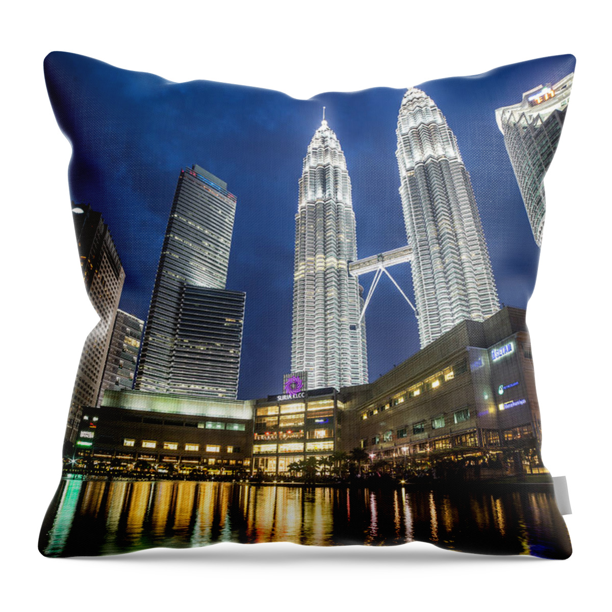 Klcc Throw Pillow featuring the photograph Kuala Lumpur Petronas towers #2 by Didier Marti