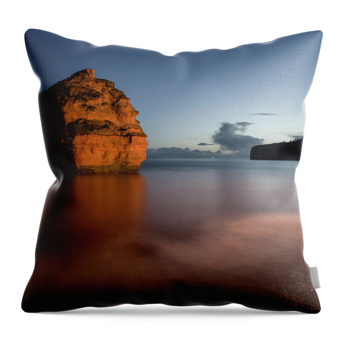 Ladram Bay Devon Throw Pillow featuring the photograph Ladram Bay in Devon #2 by Pete Hemington