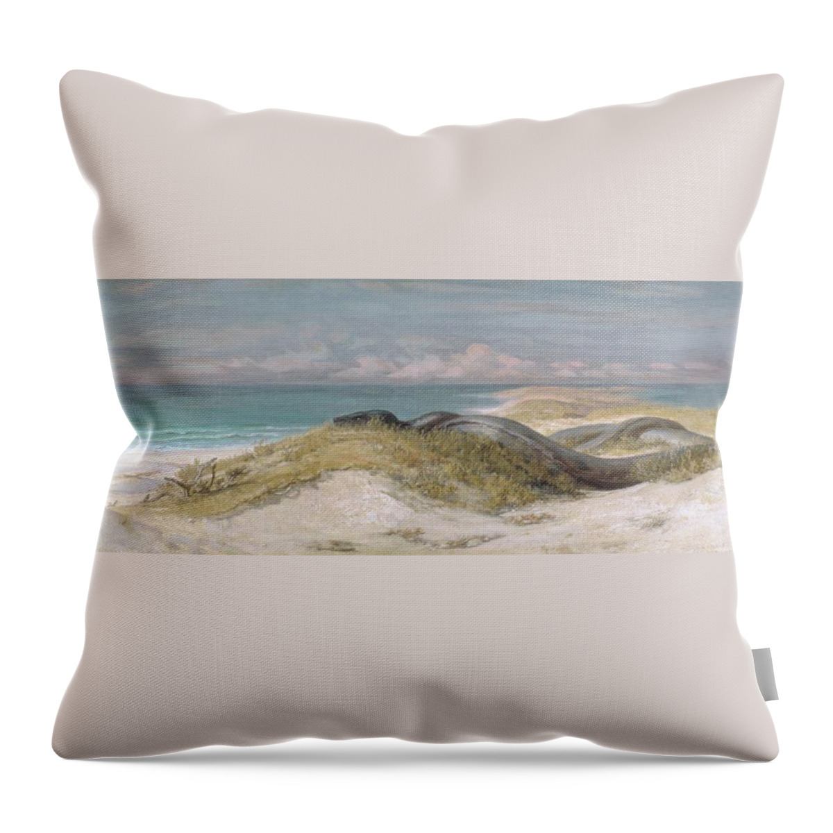 Lair Of The Sea Serpent Throw Pillow featuring the painting Lair of the Sea Serpent #2 by Elihu Vedder