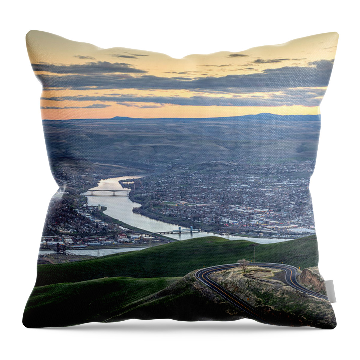 Lewiston Idaho Clarkston Washington Id Wa Lewis Clark Lc Valley Landscape Rivers Hill Throw Pillow featuring the photograph LC Valley by Brad Stinson