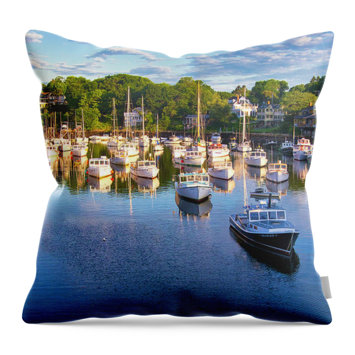Boat Throw Pillow featuring the photograph Lobster Boats - Perkins Cove - Maine #2 by Steven Ralser