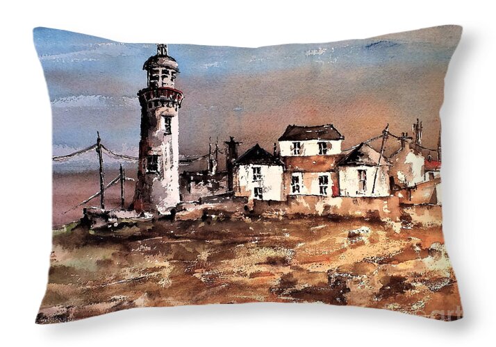 Ireland Throw Pillow featuring the painting F 708 Loophead Lighthouse, Clare by Val Byrne