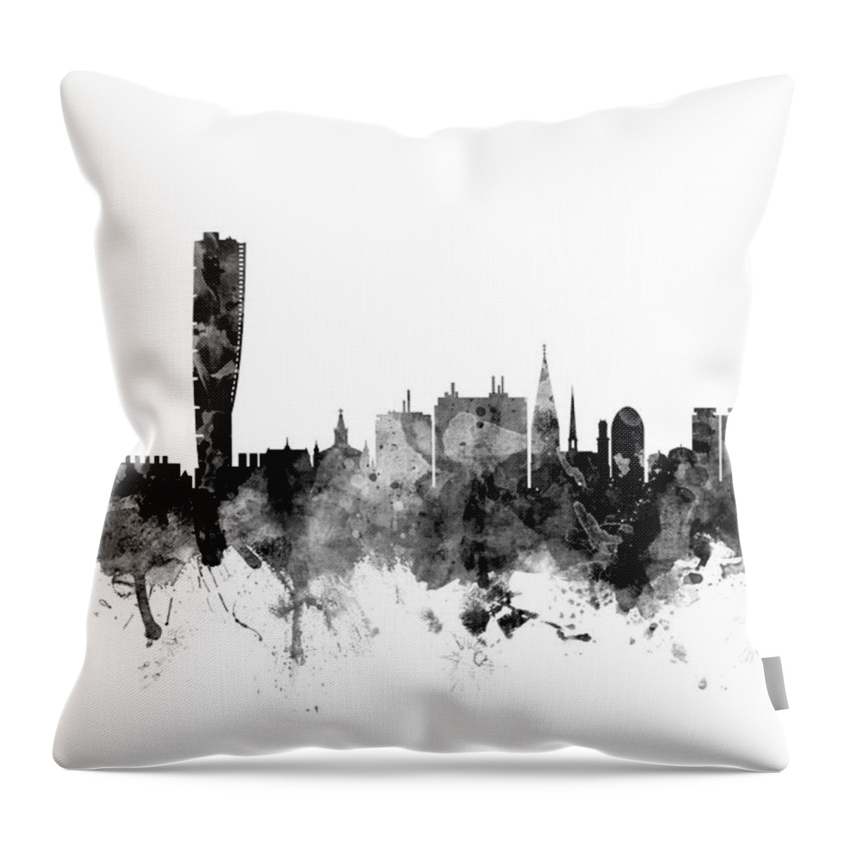 Sweden Throw Pillow featuring the digital art Malmo Sweden Skyline #2 by Michael Tompsett