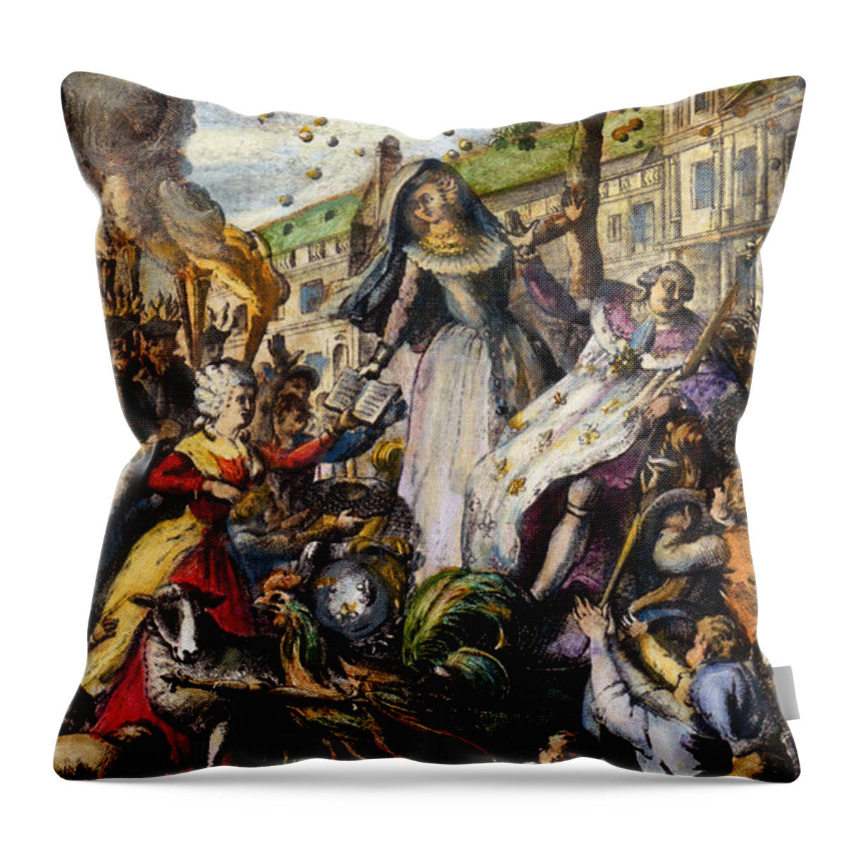 18th Century Throw Pillow featuring the drawing MARIE-OLYMPE de GOUGES #2 by Granger