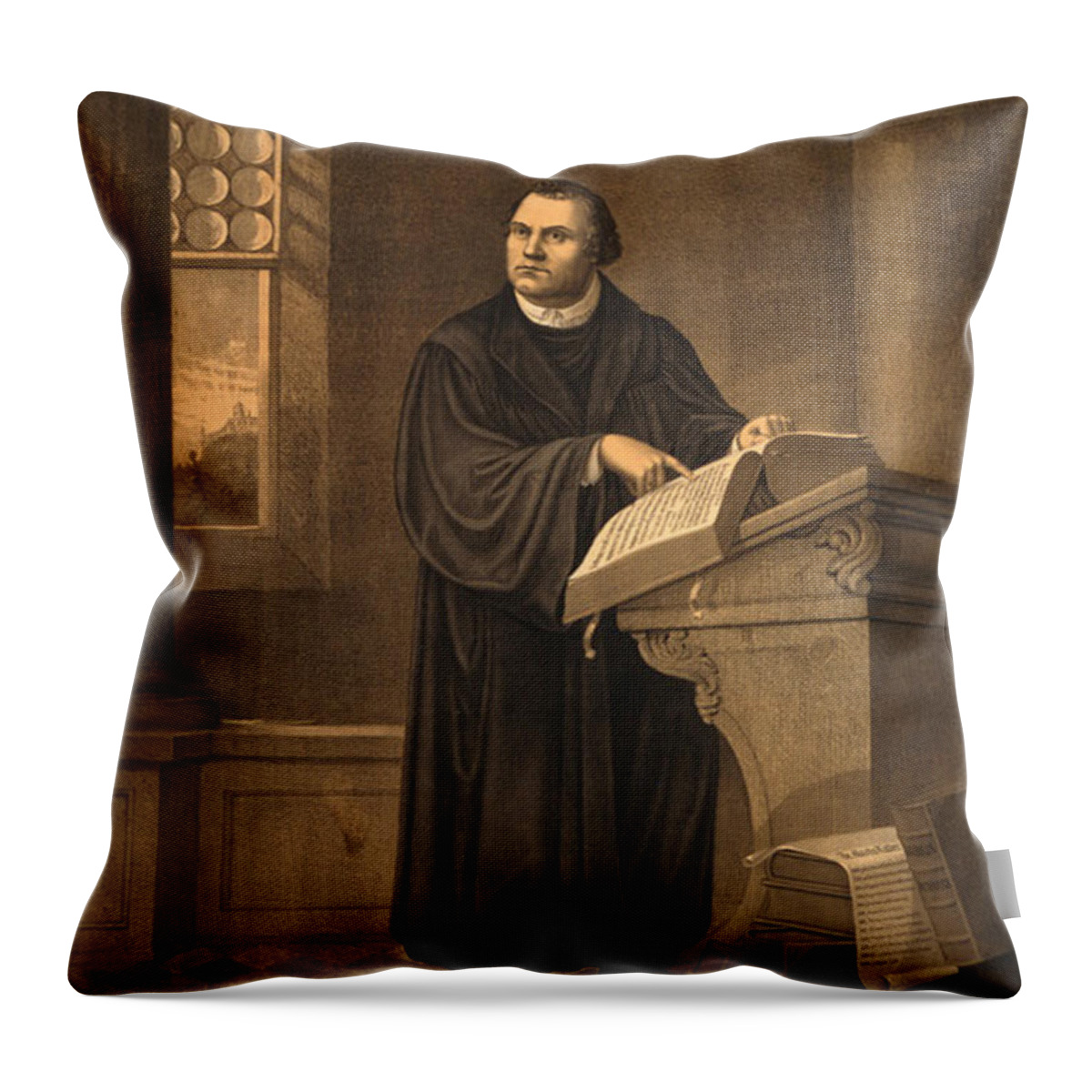 History Throw Pillow featuring the photograph Martin Luther, German Theologian #2 by Photo Researchers