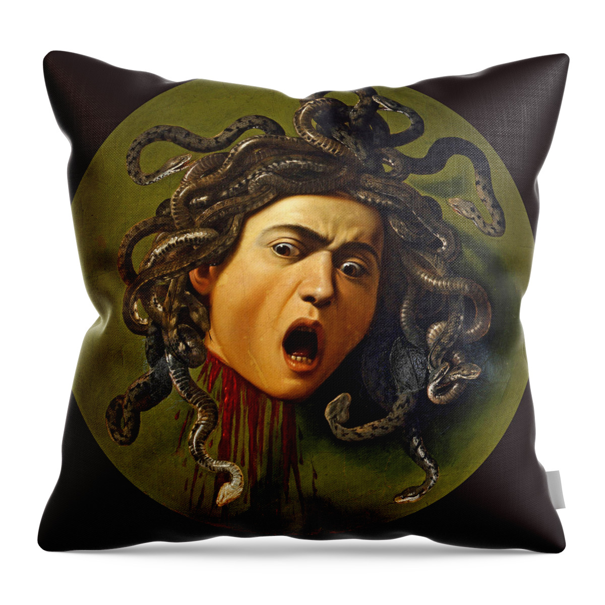 Caravaggio Throw Pillow featuring the painting Medusa #3 by Caravaggio