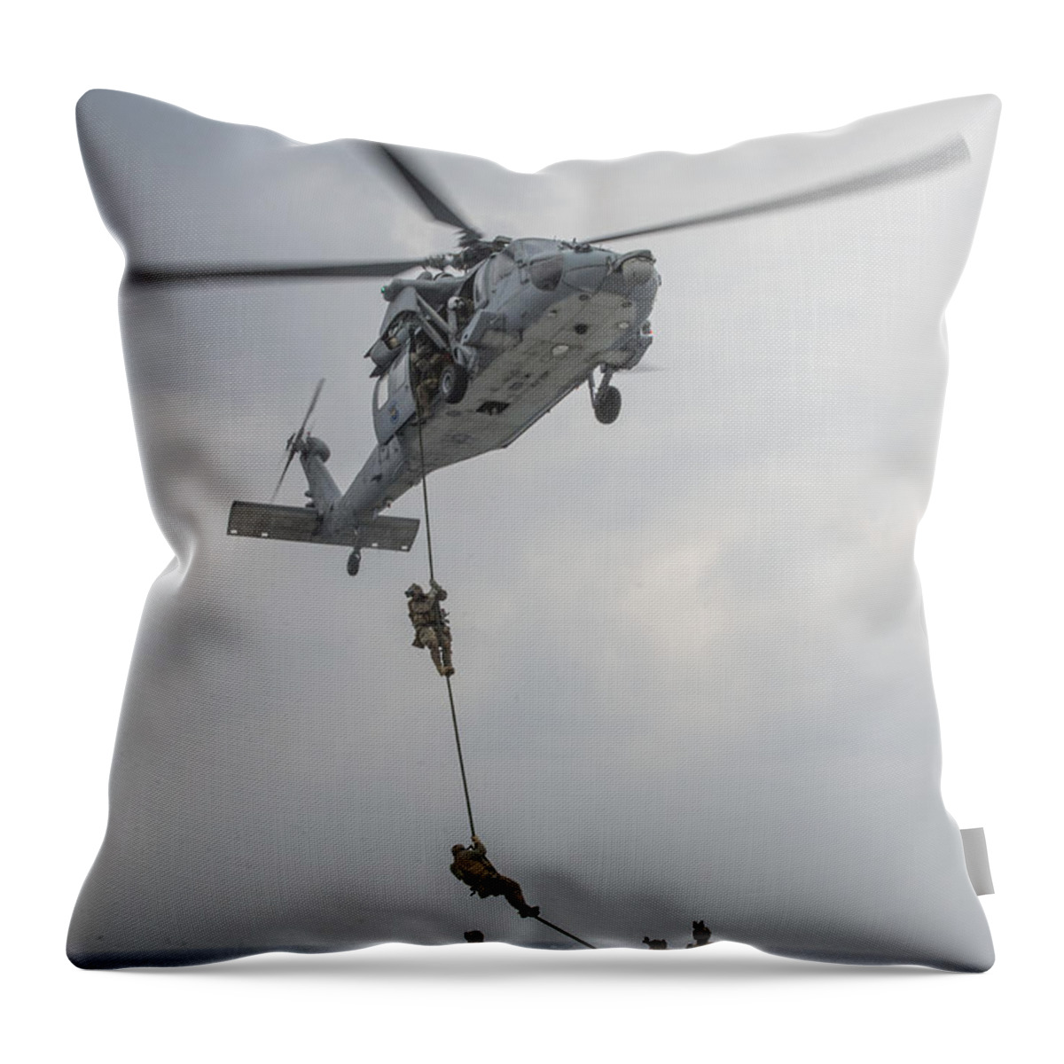 Sailors Throw Pillow featuring the painting MH-60S Sea hawk helicopter US Navy #2 by Celestial Images