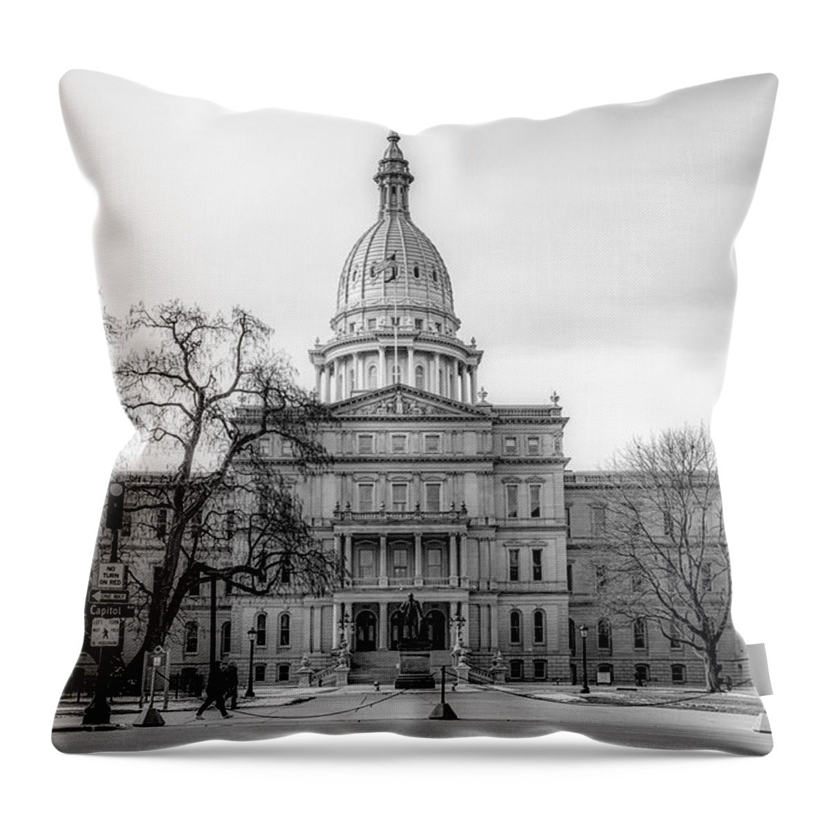 Michigan State Capitol Building Throw Pillow featuring the photograph Michigan State Capitol #2 by Mountain Dreams