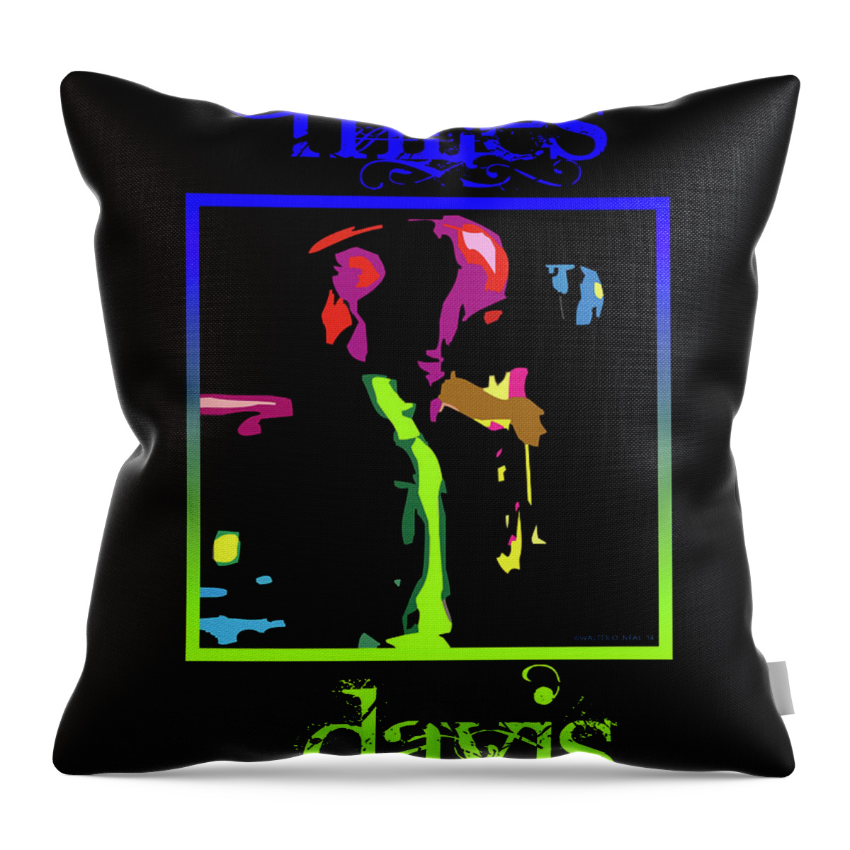 Male Portraits Throw Pillow featuring the digital art Miles Davis #2 by Walter Neal