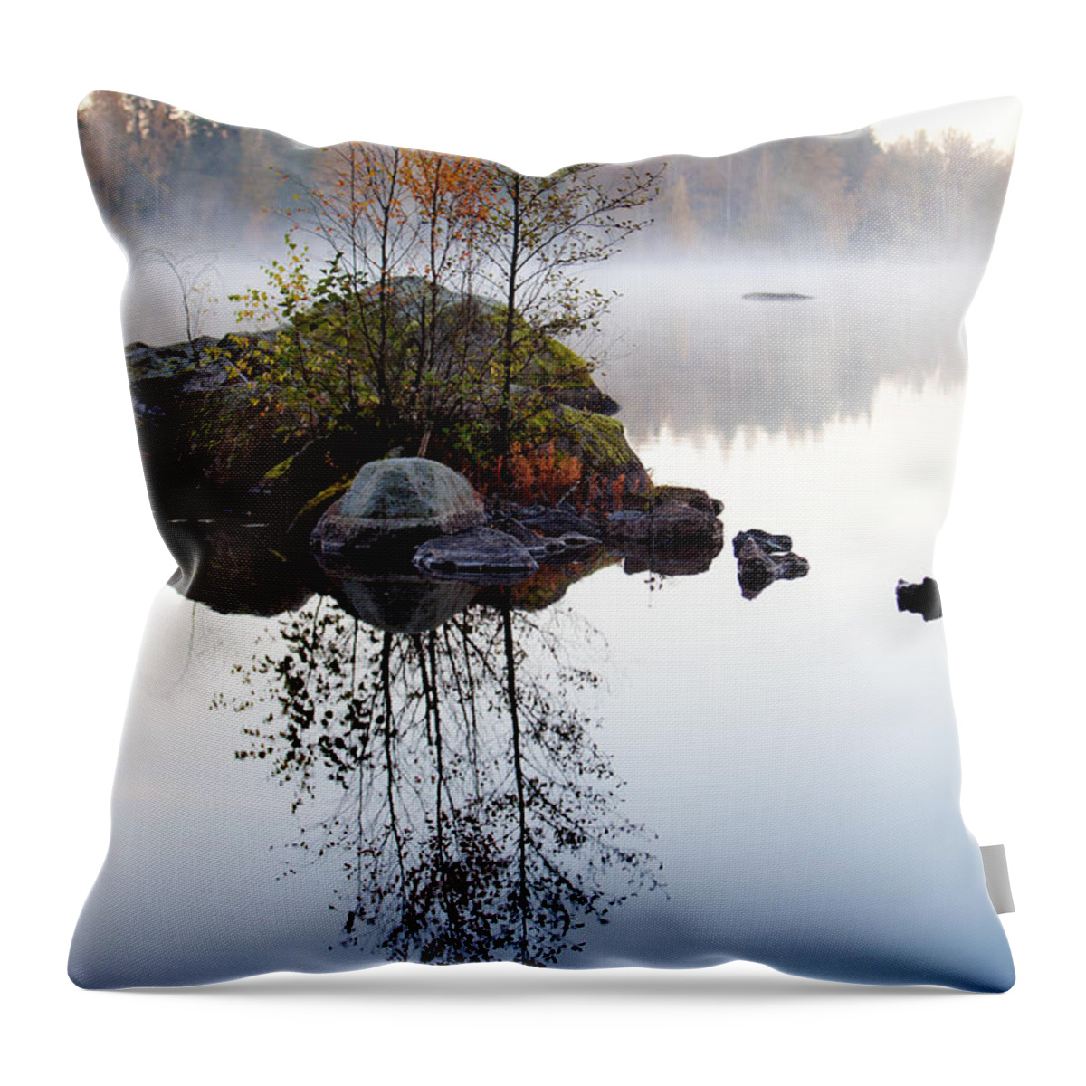 Autumn Throw Pillow featuring the photograph Misty morning #2 by Kati Finell