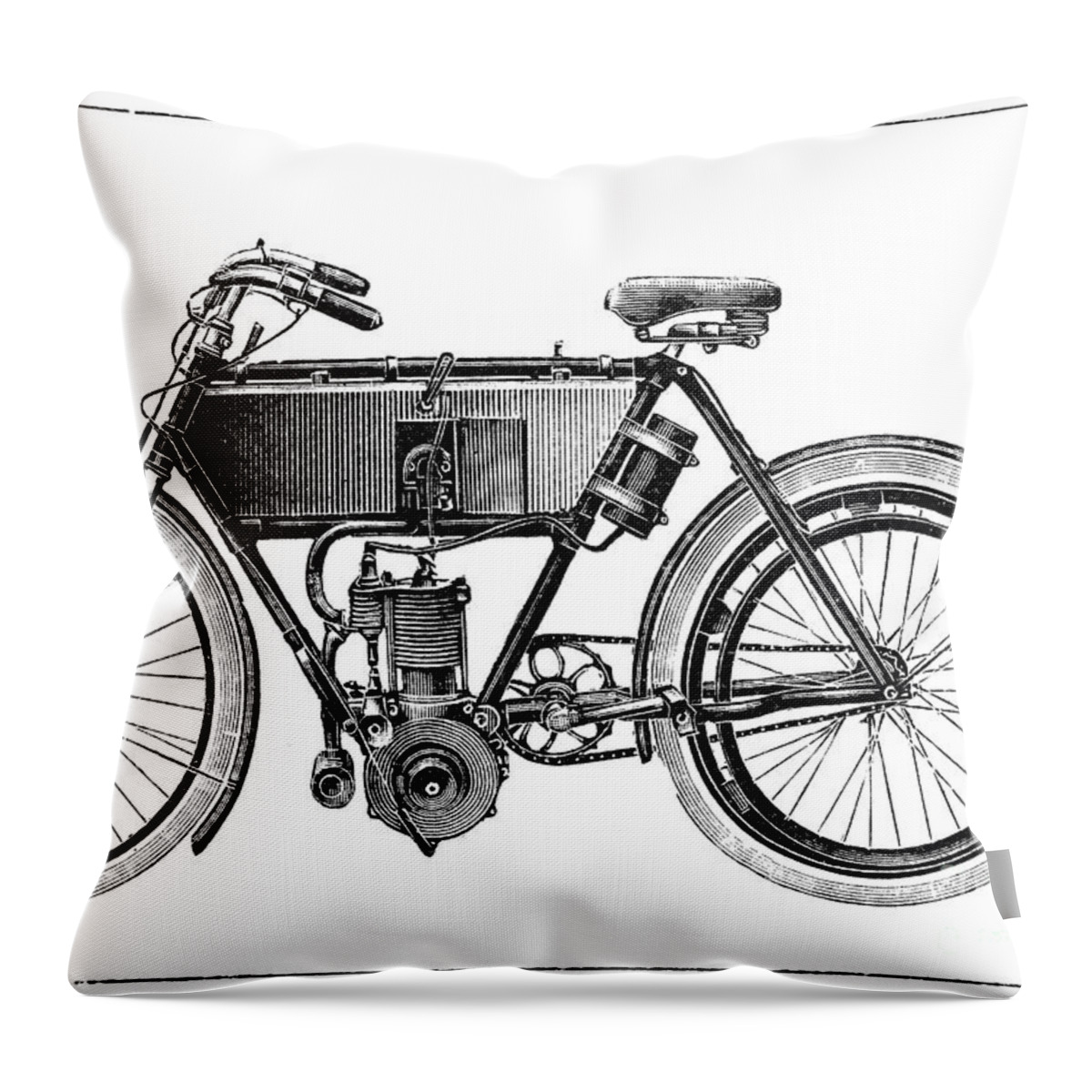 1904 Throw Pillow featuring the photograph Motorcycle, 1904 #2 by Granger