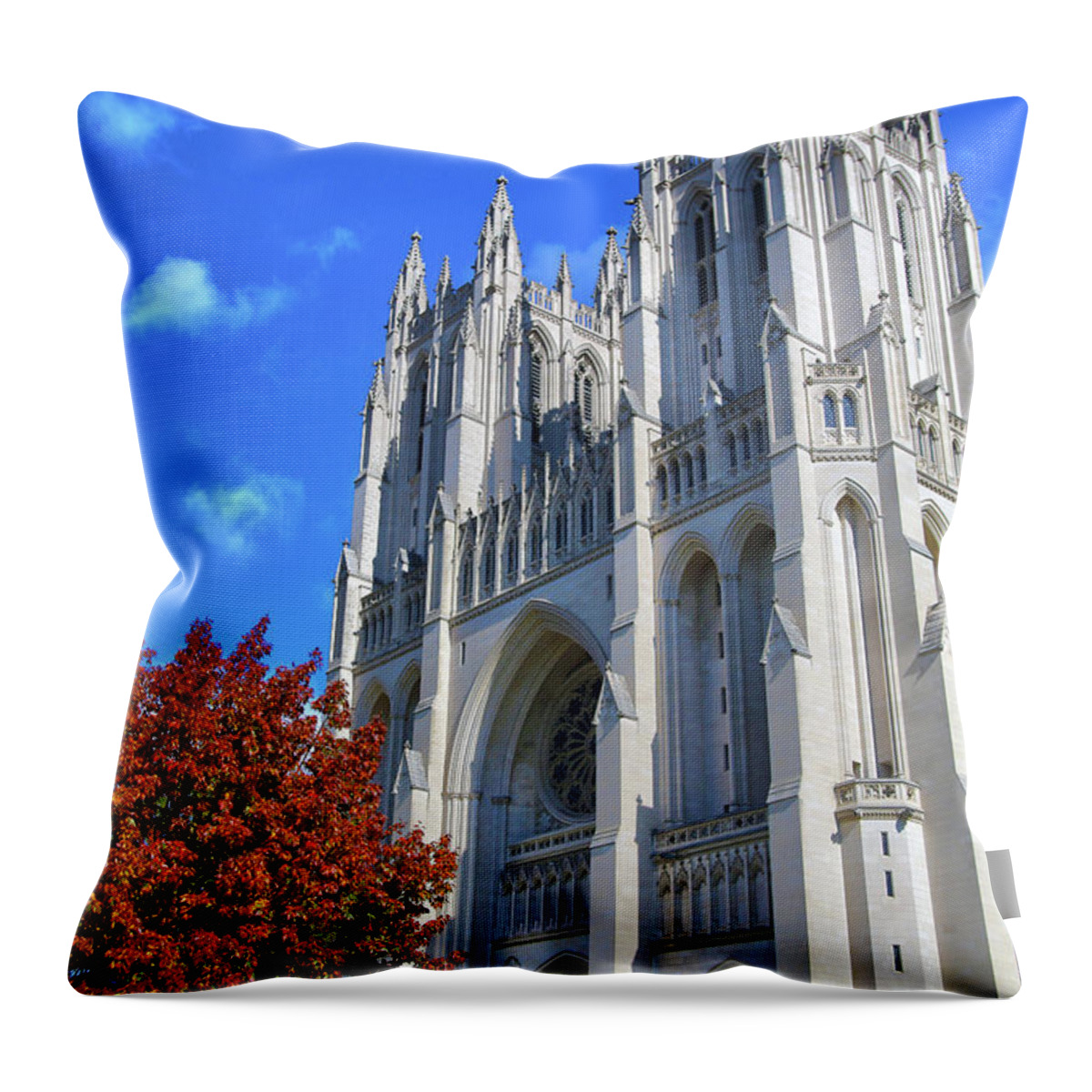National Cathedral Throw Pillow featuring the photograph National Cathedral #2 by Mitch Cat