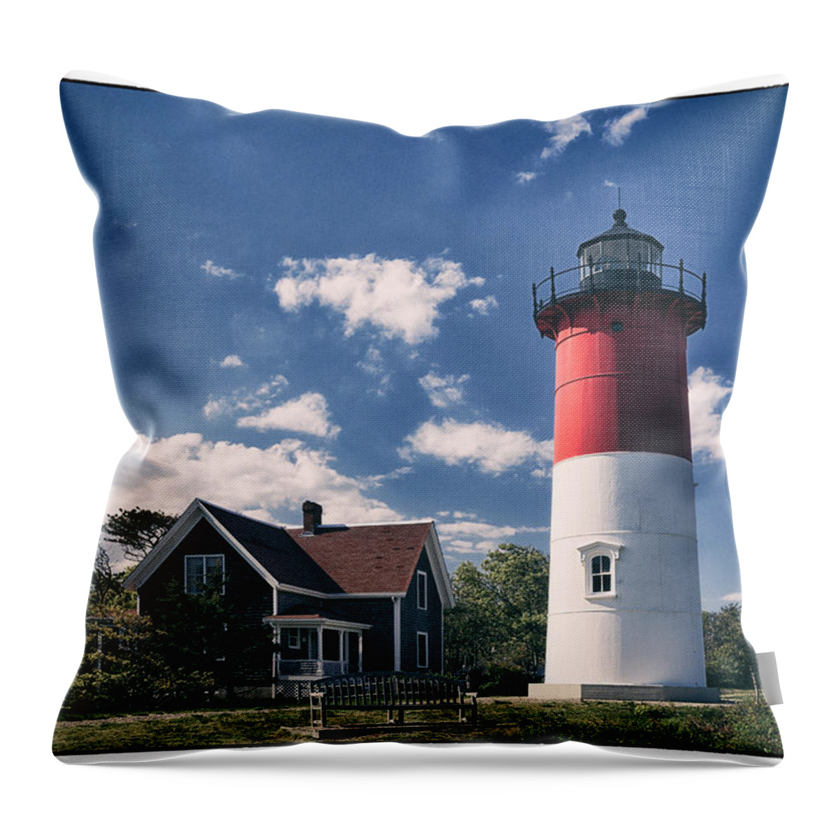 Massachusetts Throw Pillow featuring the photograph Nauset Lighthouse #2 by Robert Fawcett