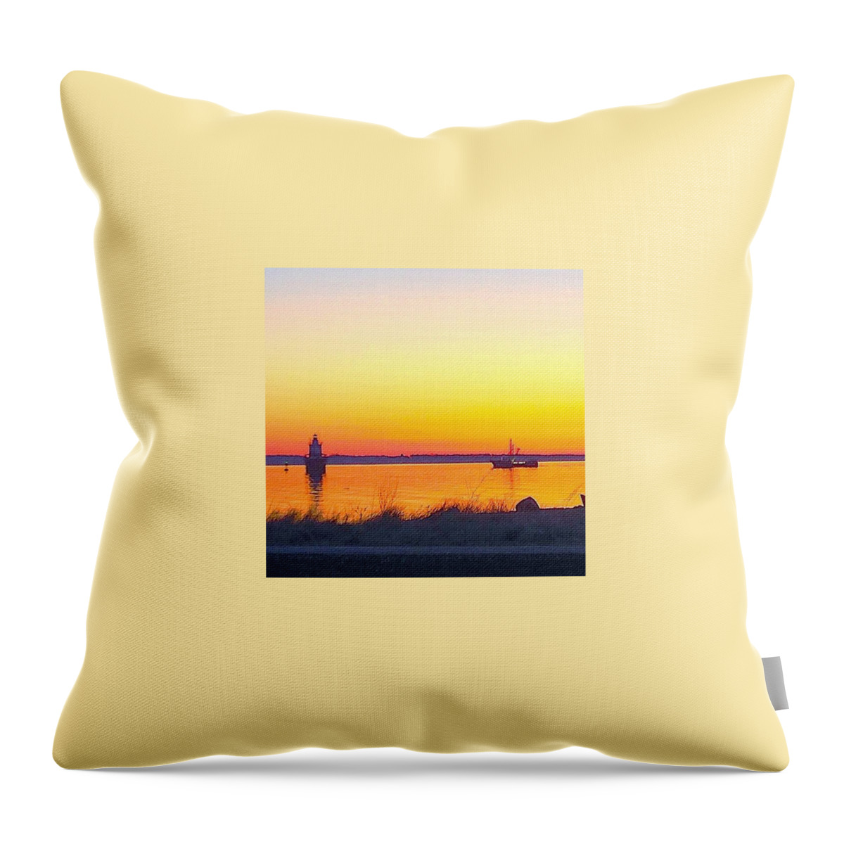 New England Throw Pillow featuring the photograph A Bright New England Morning by Kate Arsenault 