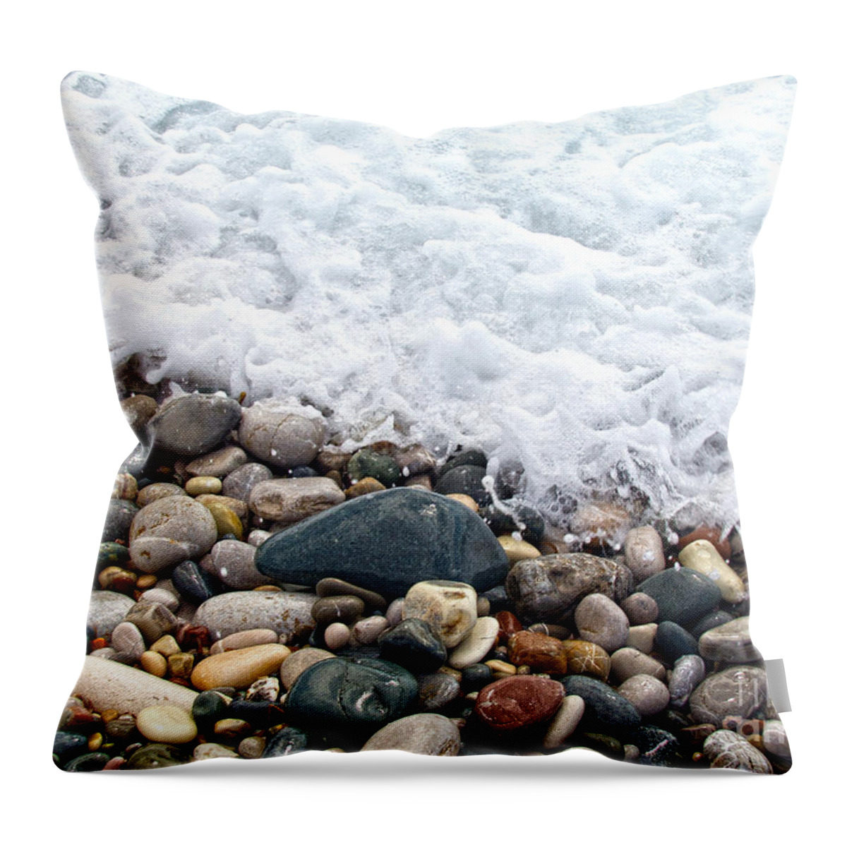 Ocean Stones Throw Pillow featuring the photograph Ocean Stones #3 by Stelios Kleanthous