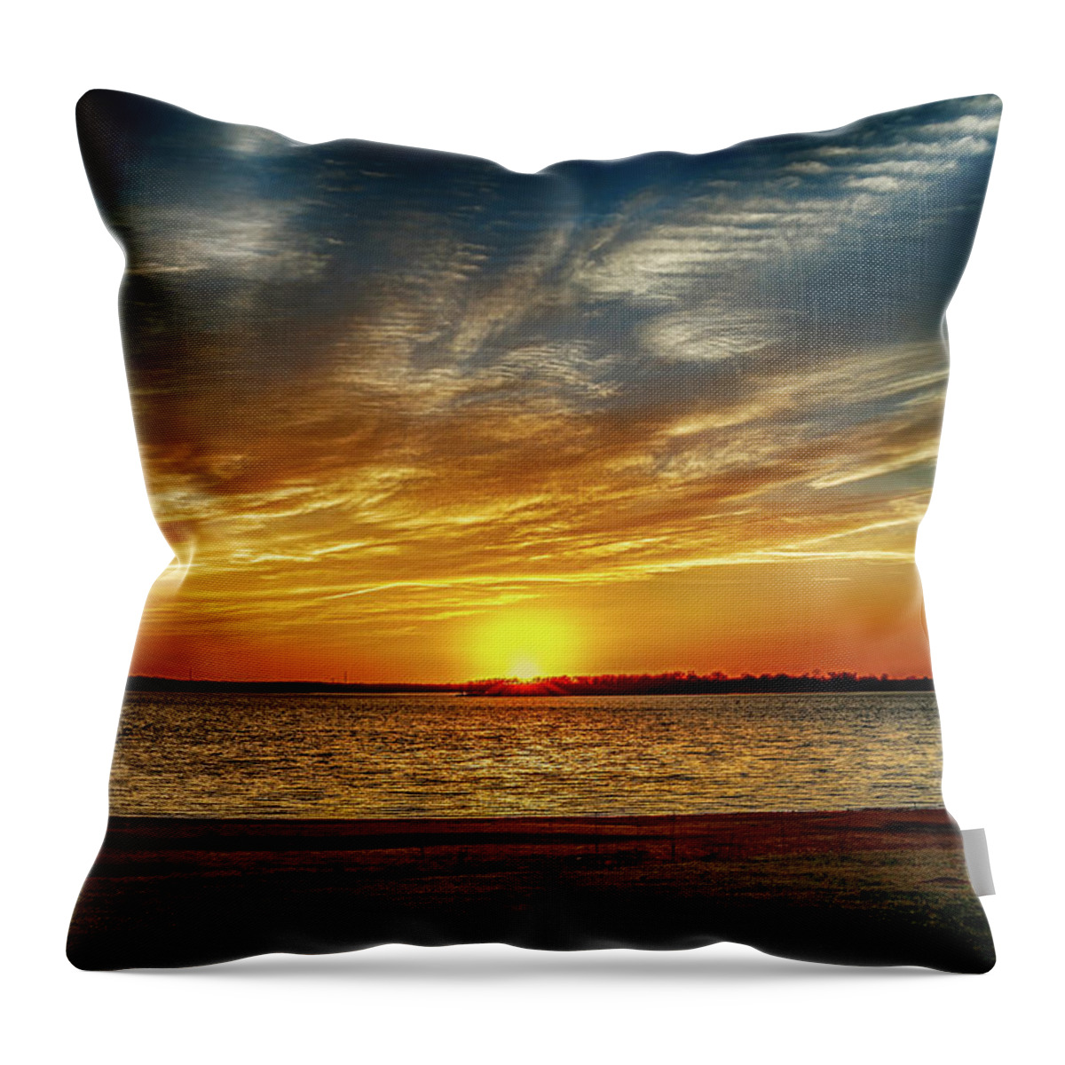 Horizontal Throw Pillow featuring the photograph Oklahoma Sunset #2 by Doug Long