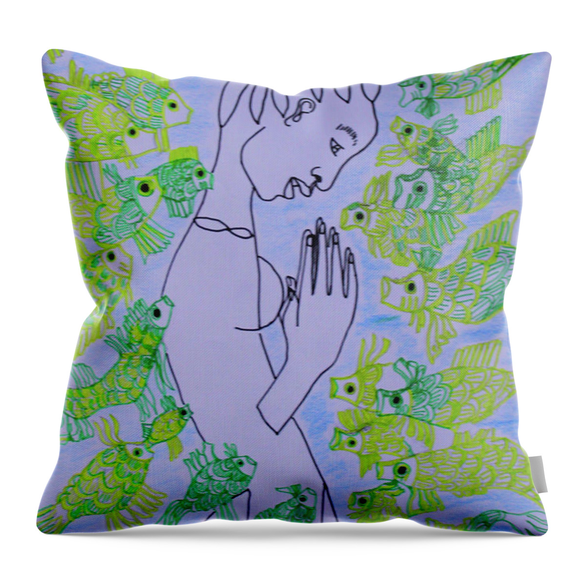  Throw Pillow featuring the painting Our Lady Star of the Sea #2 by Gloria Ssali