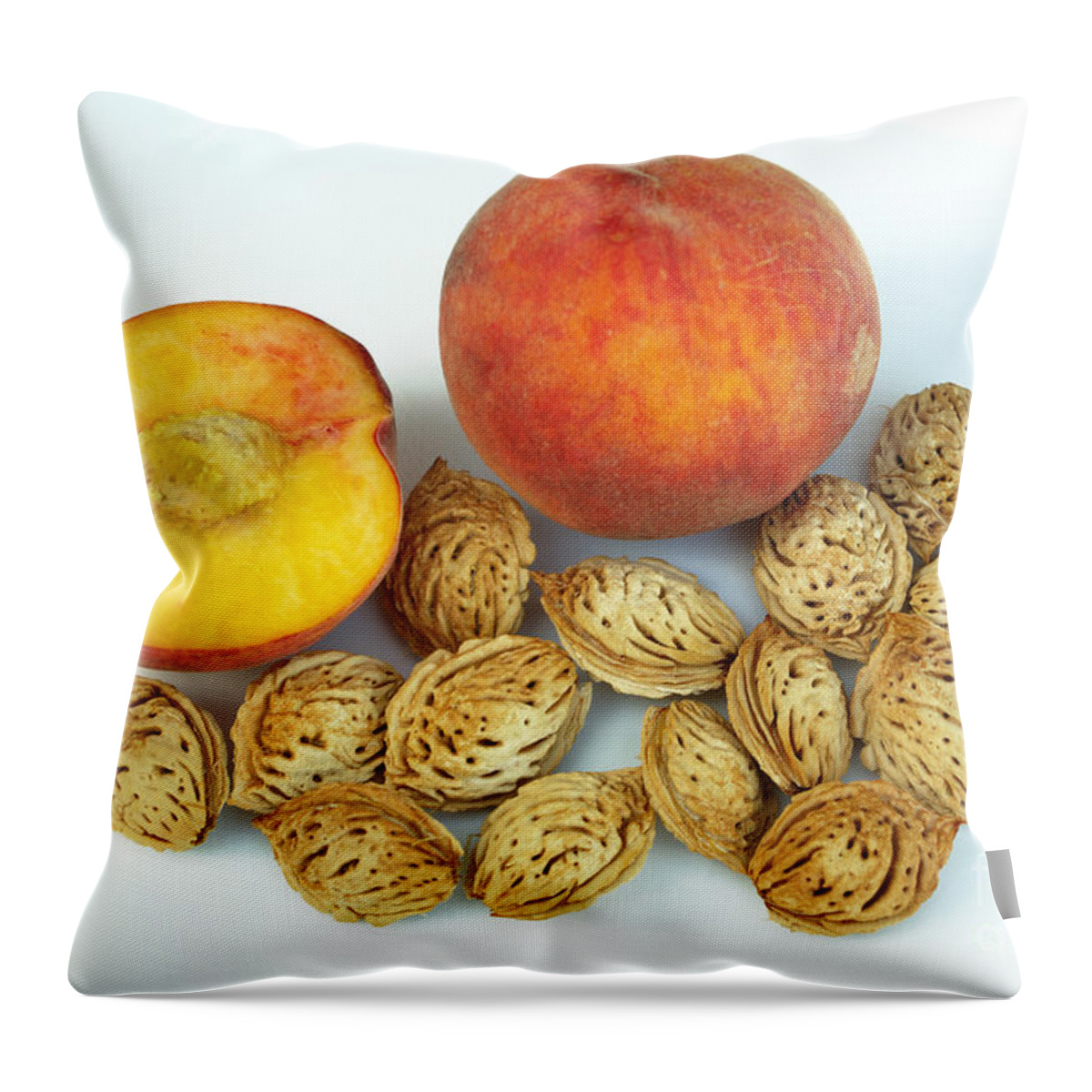 Peach Throw Pillow featuring the photograph Peaches And Pits #2 by Scimat