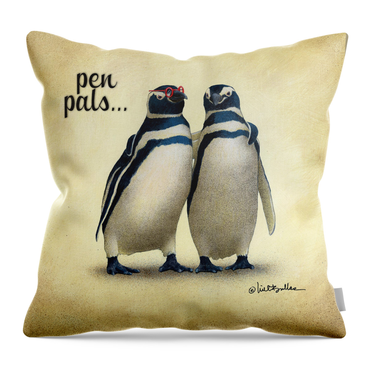 Will Bullas Throw Pillow featuring the painting Pen Pals... #3 by Will Bullas