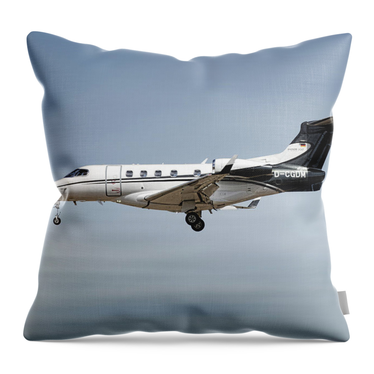 Phenom Throw Pillow featuring the mixed media Phenom 300 Arrow #2 by Smart Aviation