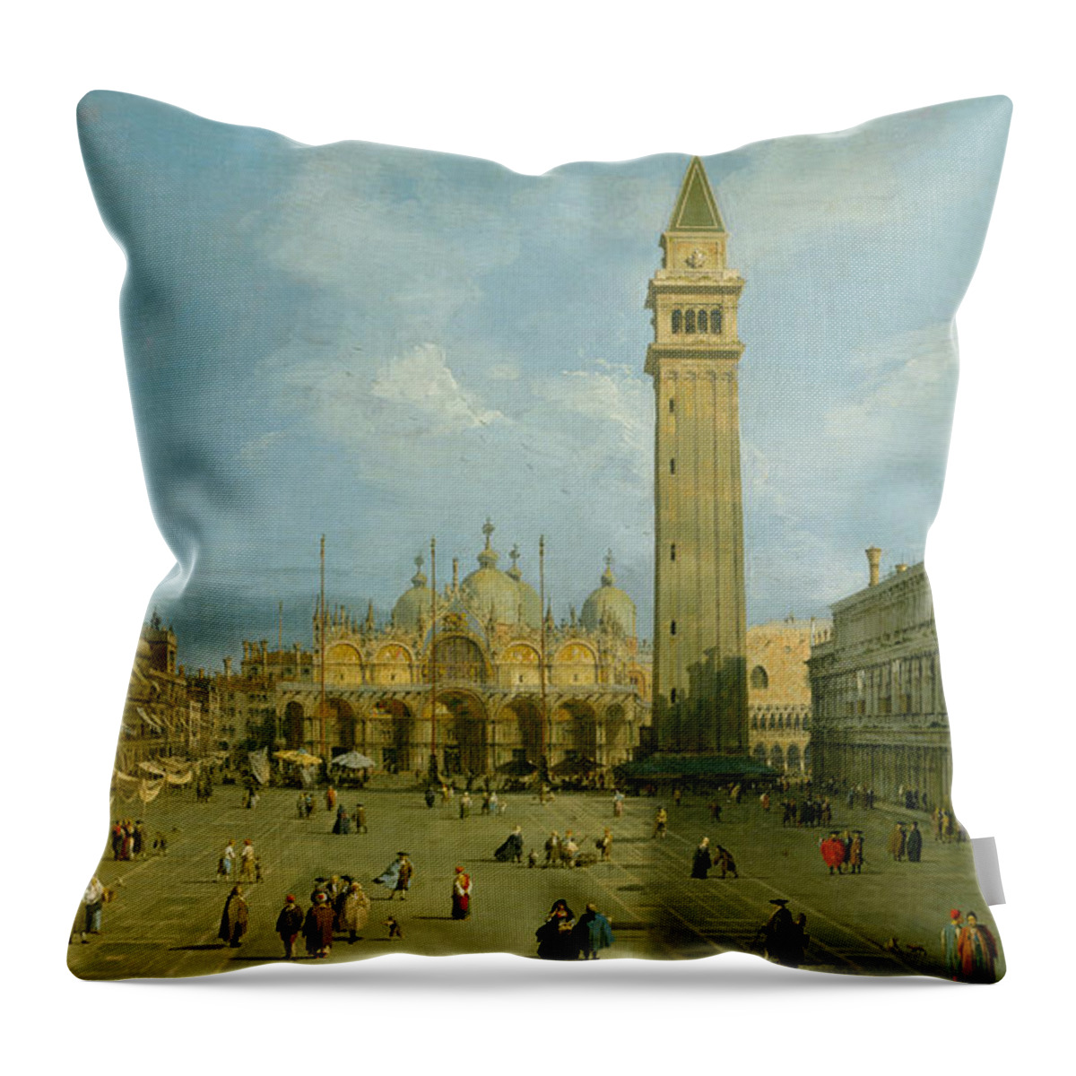 Canaletto Throw Pillow featuring the painting Piazza San Marco by Canaletto