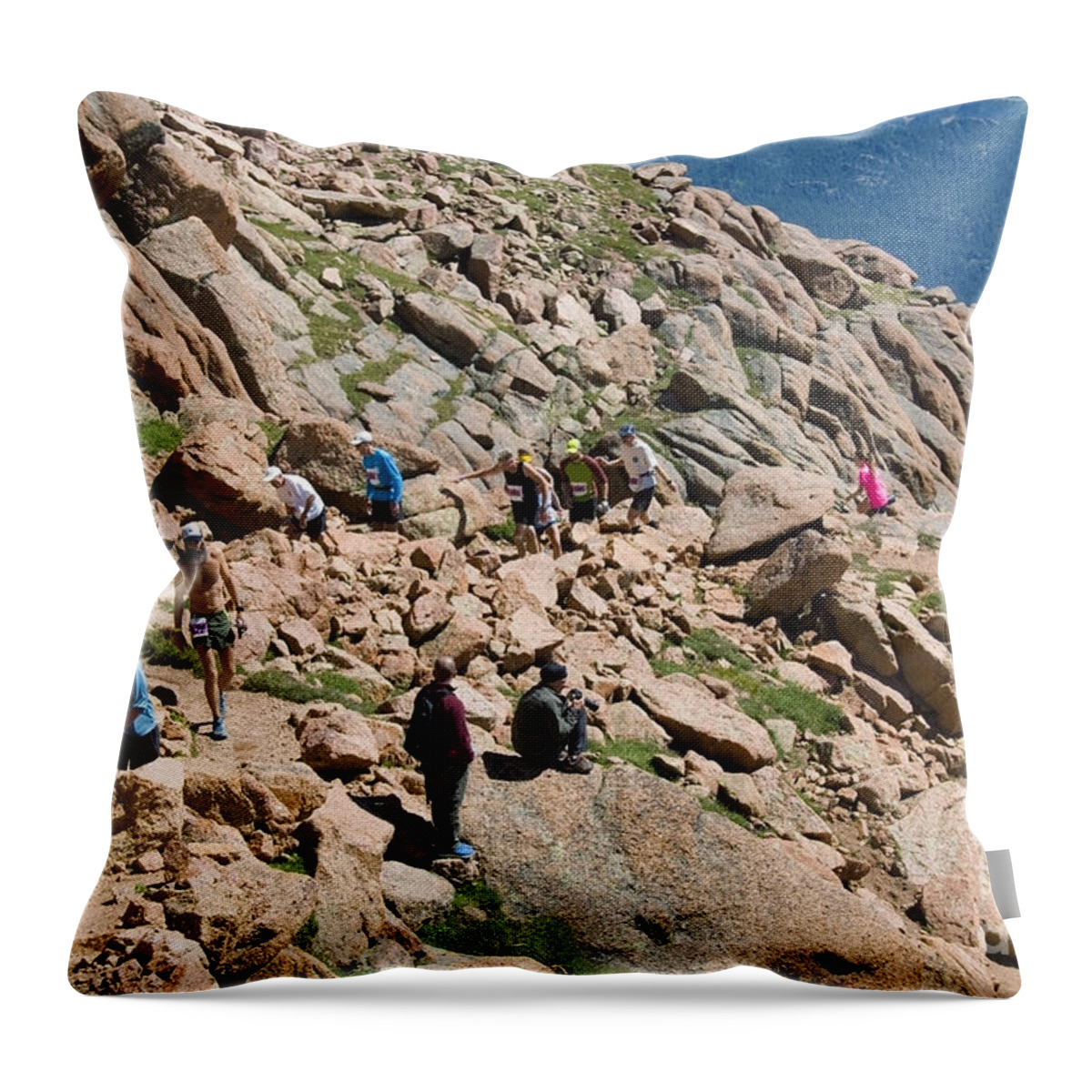 Athletes Throw Pillow featuring the photograph Pikes Peak Marathon and Ascent #2 by Steven Krull