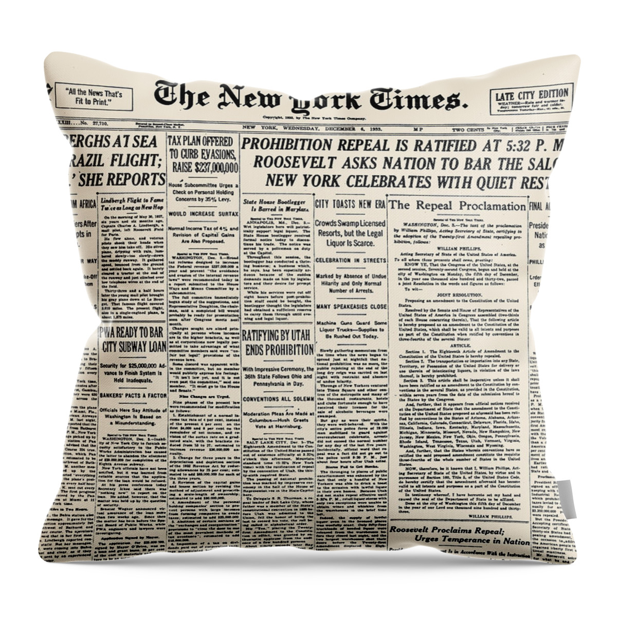 18th Amendment Throw Pillow featuring the photograph Prohibition Repeal 1933 #3 by Granger
