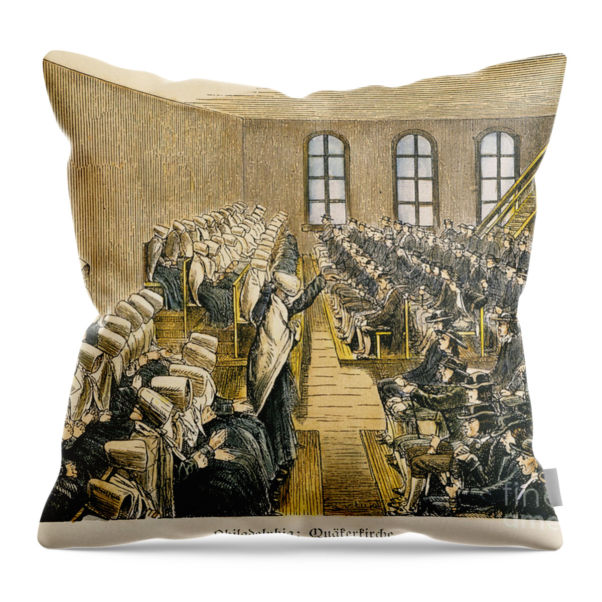 19th Century Throw Pillow featuring the photograph Quaker Meeting #2 by Granger