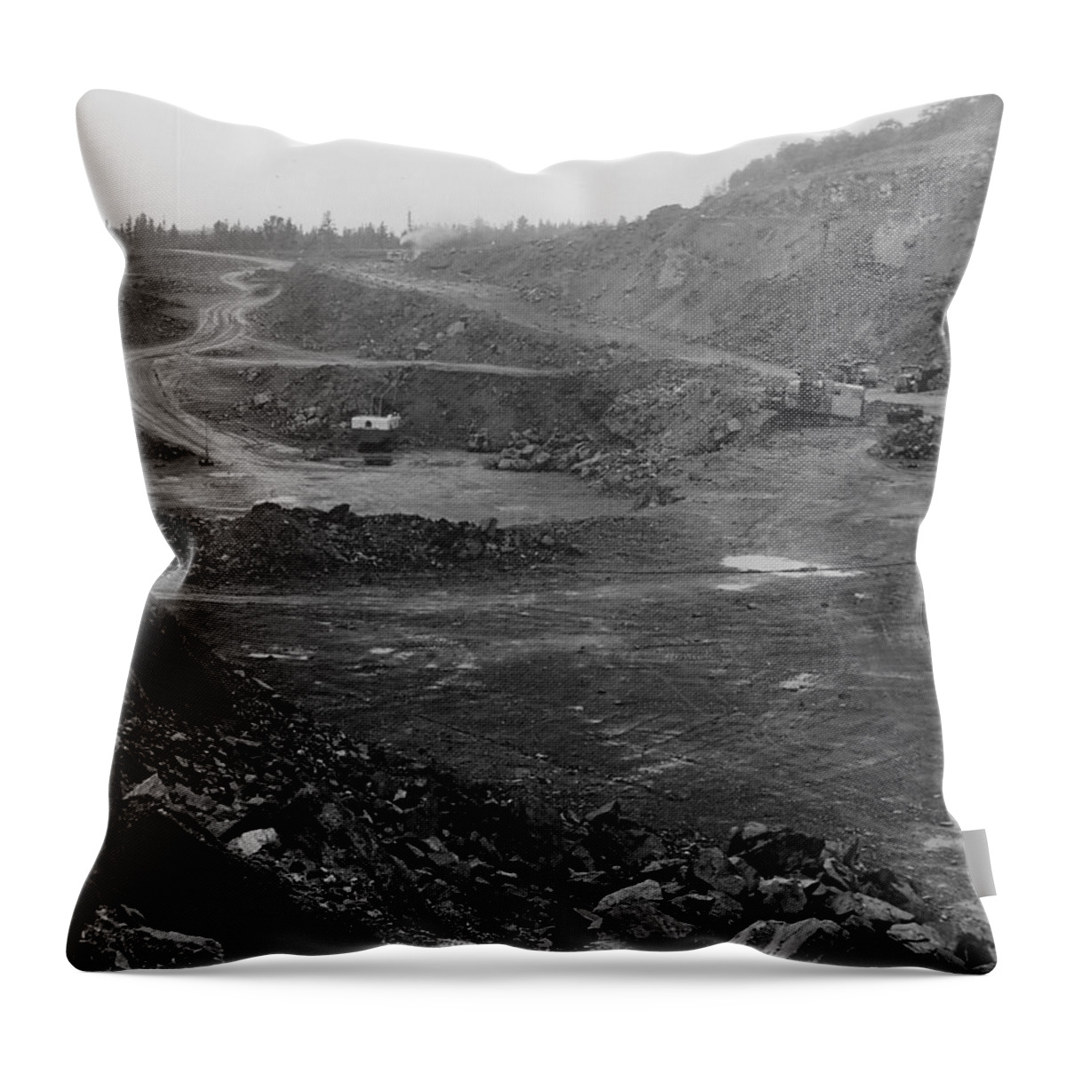 Archival Throw Pillow featuring the photograph View of Open Pit Mine by Chicago and North Western Historical Society