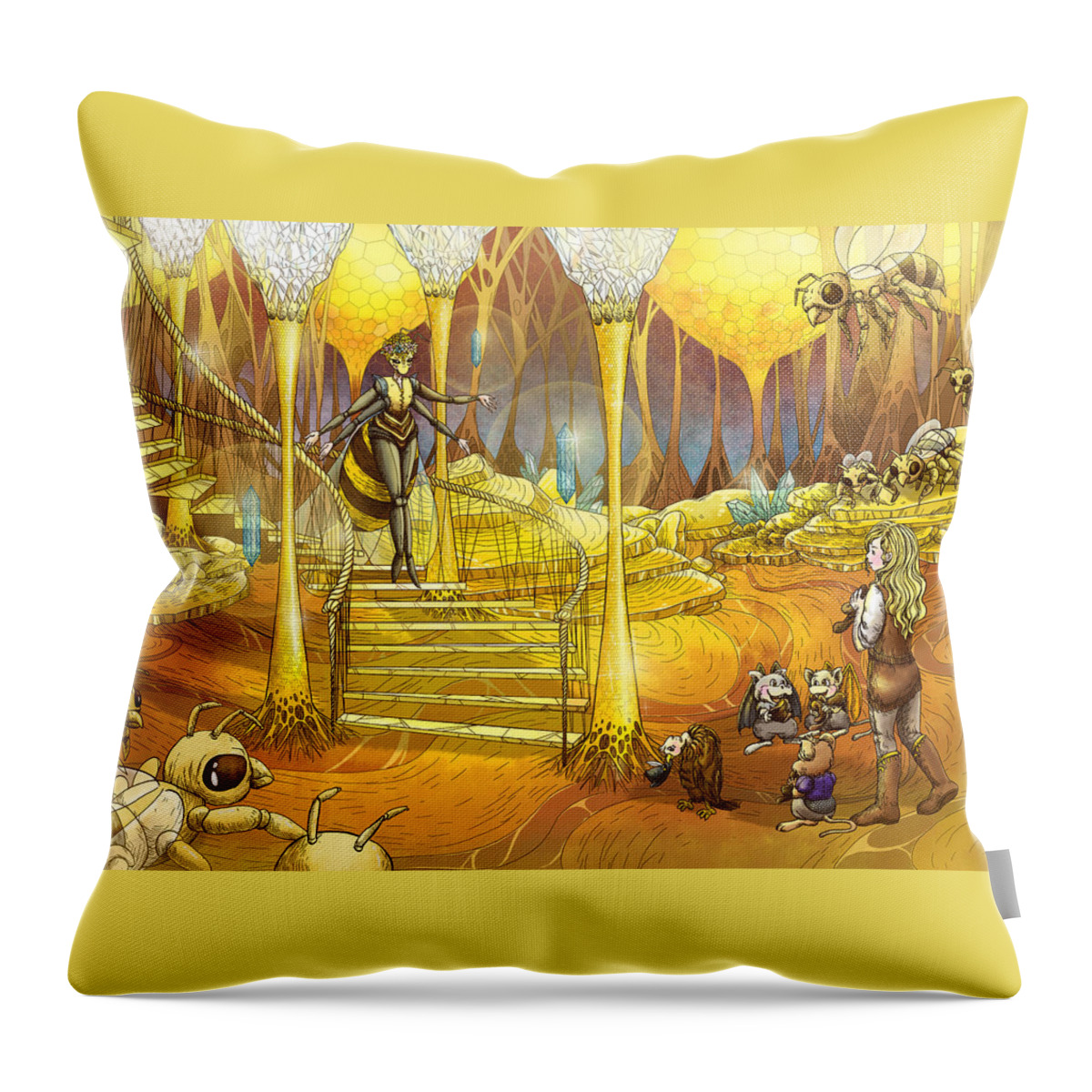 Art By Duy Truong Throw Pillow featuring the painting Queen of the Hive #3 by Reynold Jay