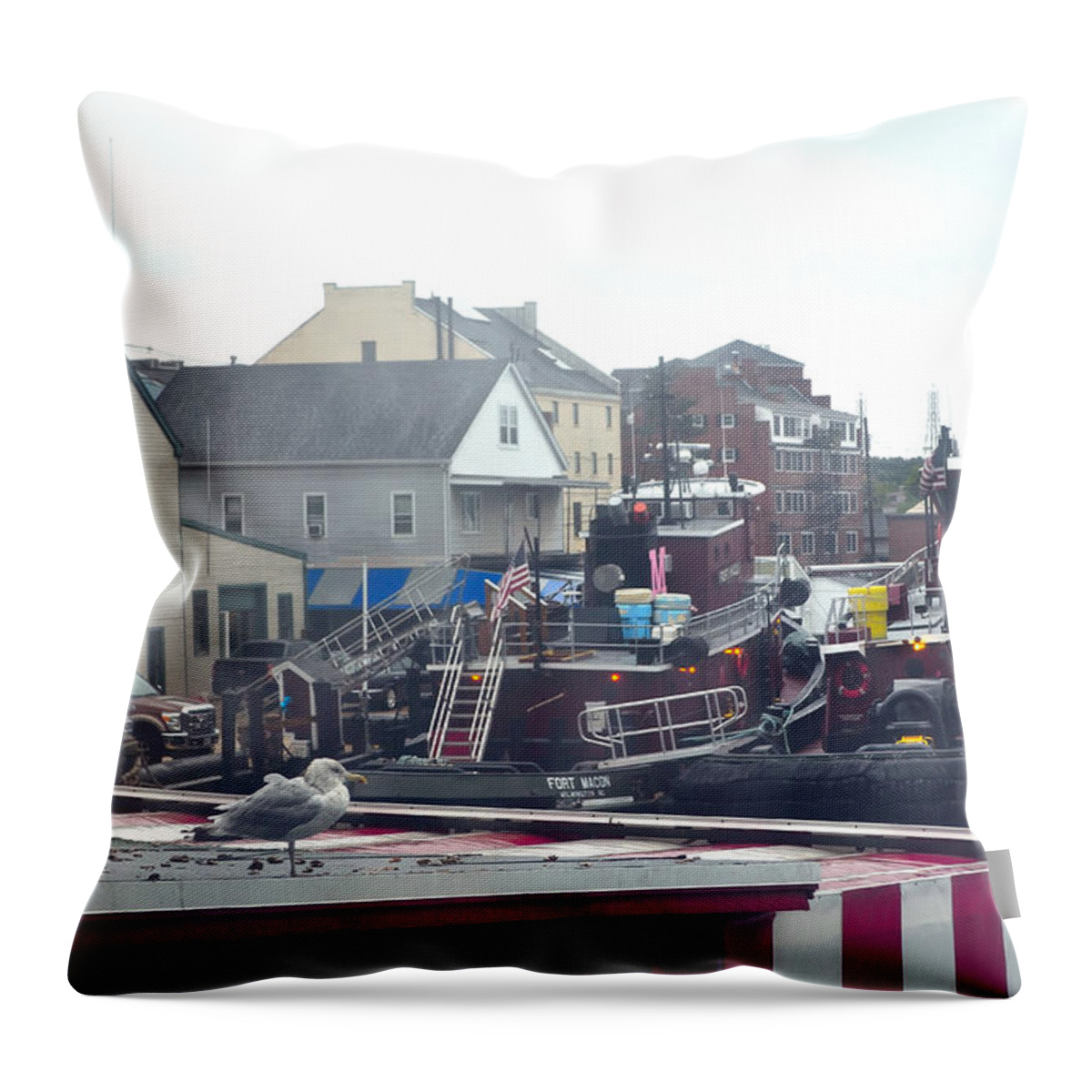 Rain Throw Pillow featuring the photograph Nor' Easter at Portsmouth by Richard Ortolano