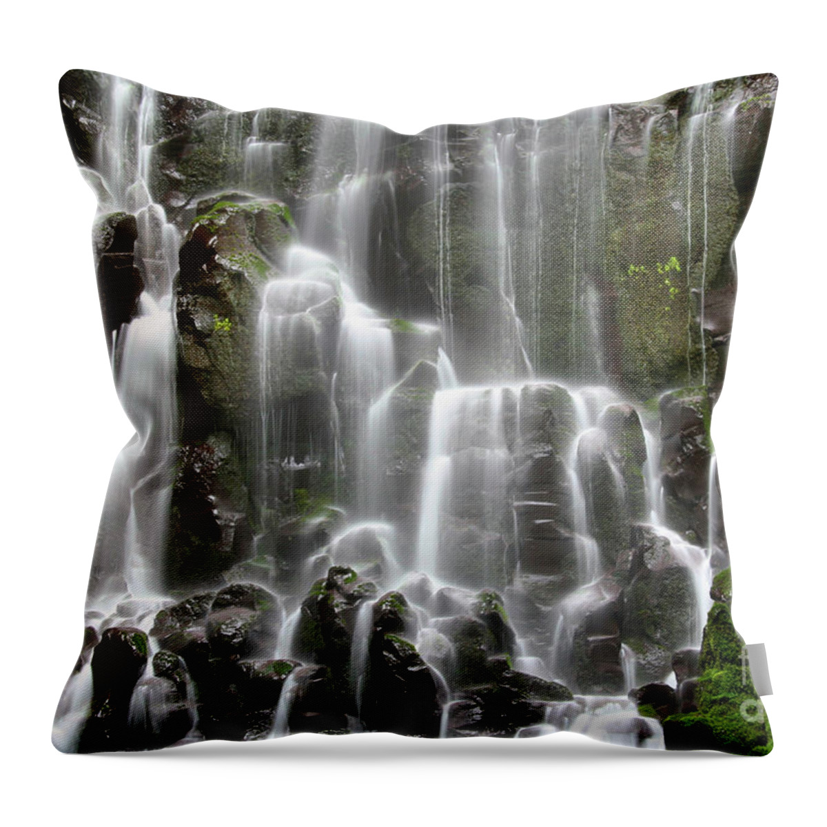 Running Water Throw Pillow featuring the photograph Ramona Falls #2 by Bruce Block