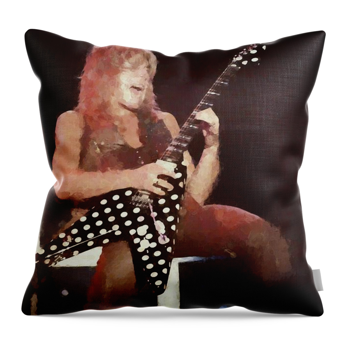 Guitar Throw Pillow featuring the painting Randy Rhoads Painting #3 by Concert Photos