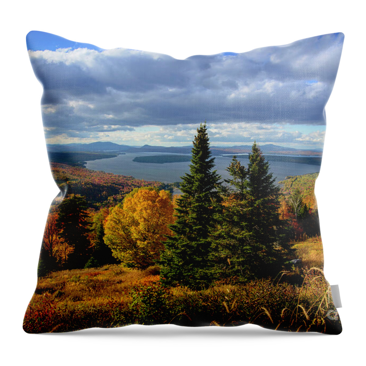 Maine Throw Pillow featuring the photograph Rangeley Overlook #2 by Alana Ranney