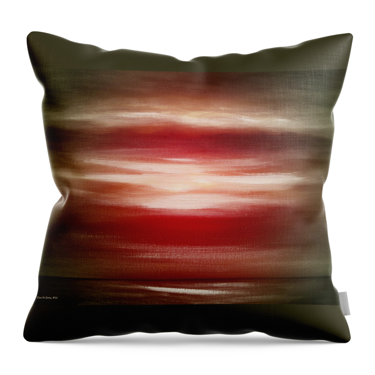 Sunset Throw Pillow featuring the painting Red Abstract Sunset #2 by Gina De Gorna
