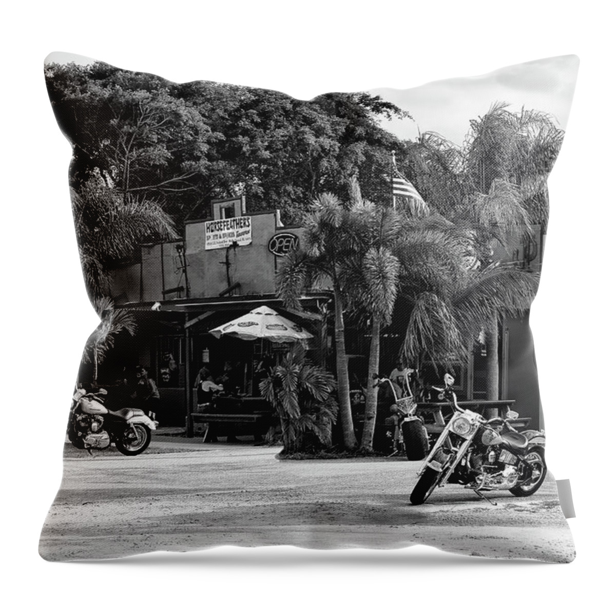 Motorcycle Throw Pillow featuring the photograph Roadhouse #3 by Laura Fasulo