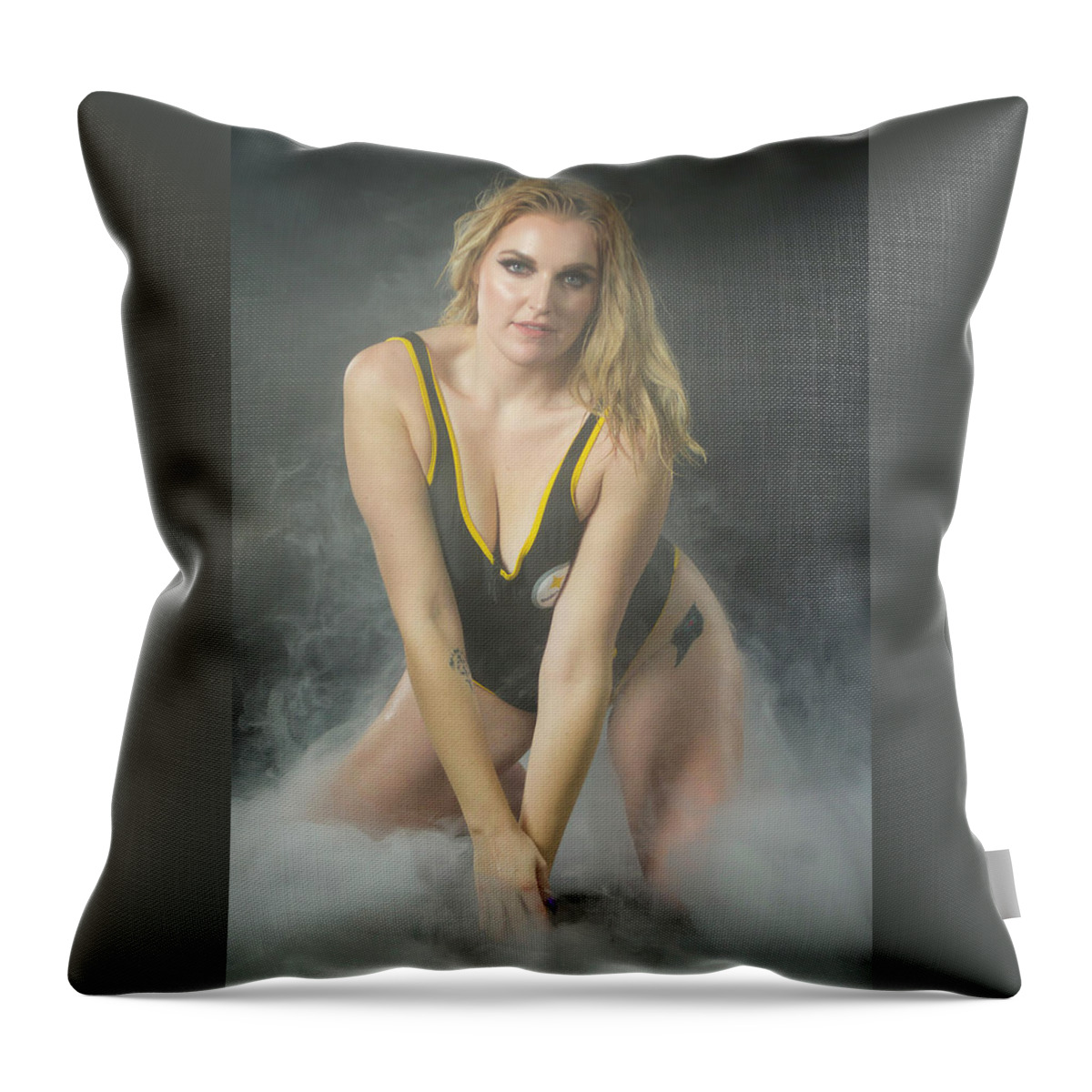 Implied Nude Throw Pillow featuring the photograph Rose--watershoot #2 by La Bella Vita Boudoir
